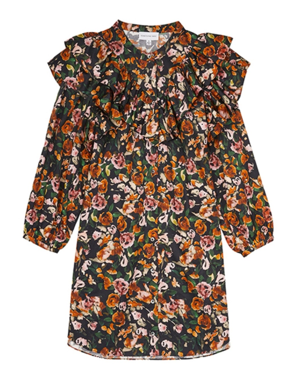 Something Navy Floral Ruffle Shift Dress - Picture 3 of 8